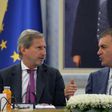 Turkish EU affairs minister, Omer Celik, seen with EU enlargement commissioner Johannes Hahn, blasted EU lawmakers' vote to freeze accession talks as "a politically motivated decision" which was "sabotaging relations"