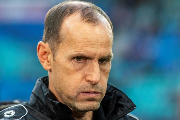 The pressure has been mounting on Leverkusen coach Heiko Herrlich (pictured November 2018), but he emerged happy as his side ground out a valuable three poitns to maintain their footing in mid-table