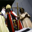 Archbishop of Canterbury Justin Welby and Ezekiel Kondo Kumir Kuku take part in a ceremony installing Kuku as Sudan's first archbishop at Khartoum's All Saints Cathedral on July 30, 2017