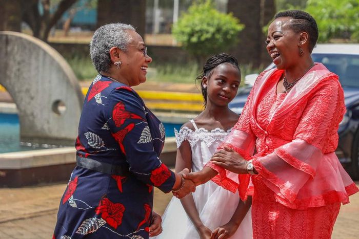 First Lady Margaret Kenyatta with Rachel Ruto
