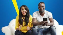 Joey Muthengi and McDonald Mariga on a Betin poster