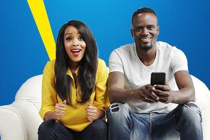Joey Muthengi and McDonald Mariga on a Betin poster
