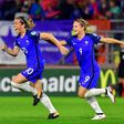 France's midfielder Abily Camille (L) reacts after scoring during the UEFA Women's Euro 2017 football tournament between Switzerland and France at Rat Verlegh Stadium in Breda on July 26, 2017