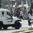 Kashmiri protestors clash with Indian government forces in Anantnag, south of Srinagar, on August 4, 2017
