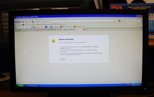 Computer screen with an error message