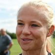 Denmark's Pernille Harder attends a training session in Bavel, the Netherlands, on July 31, 2017