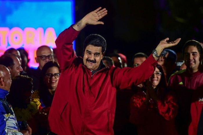Venezuelan president Nicolas Maduro celebrates the results of 'Constituent Assembly', in Caracas, on July 31, 2017