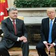 Ukrainian President Petro Poroshenko (L) scored a meeting with US leader Donald Trump in the Oval Office, as Washington rolled out more sanctions against pro-Russian rebels
