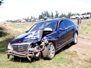 Chief Justice David Maraga's car after he was involved in an accident