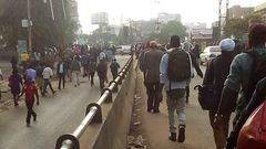 City dwellers walking as matatu CBD ban takes effect on Monday December 3, 2018