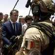 France is attempting to overcome US reservations about financial backing for anti-terrorism forces in the Sahel region of Africa, pictured in May 2017 when French President Emmanuel Macron (C), visited the French troops in northern Mali
