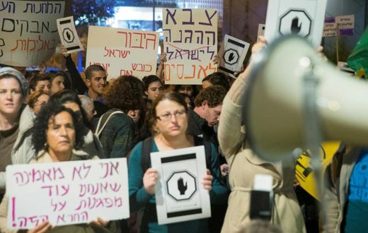 Israelis protest sexual violence against women on December 4, 2016 in Tel Aviv