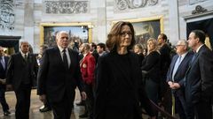 CIA Director Gina Haspel paid her respects at the casket of former president George H.W. Bush as he lay in state at the US Capitol, before she briefed US senators on Saudi Arabia's possible involvement in the murder of journalist Jamal Khashoggi