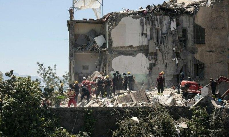 Bedrooms were located in the part of the building that collapsed near Naples, Italy, killing eight people
