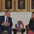 Russian Foreign Minister Sergei Lavrov talks with his Indonesian counterpart Retno Marsudi