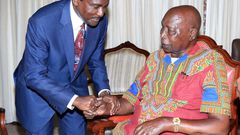 Wiper leader Kalonzo Musyoka with retired President Daniel Arap Moi at Kabarak