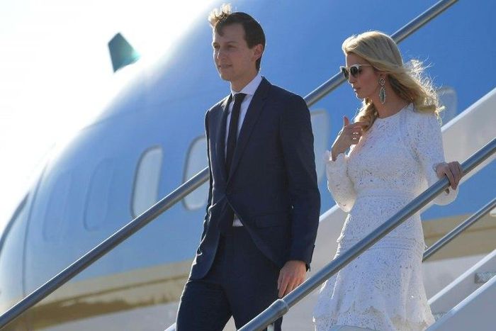 Ivanka Trump, daughter of US President Donald Trump, and her husband Jared Kushner leave Air Force One in Rome on May 23, 2017