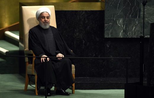 Iran's President Hassan Rouhani, seen here waiting to address the UN General Assembly in September, has told visiting officials US sanctions constitute "economic terrorism"
