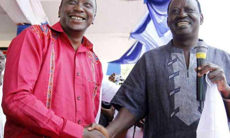 File image of President Uhuru Kenyatta with Raila Odinga
