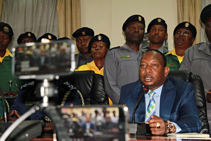 Governor Mike Sonko when he lifted the matatu CBD ban