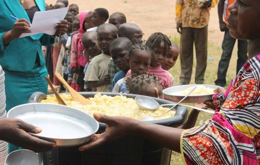 Central African Republic children receiving food aid in 2014. UNICEF says 1.5 million children nationwide are in need of humanitarian assistance