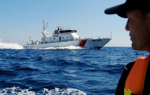 Tunisian coastguards take part in an anti-smuggling patrol off the country's northern coast on March 30, 2017