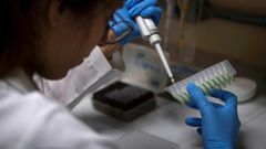A student of the Federal University of Rio de Janeiro works at a biology laboratory