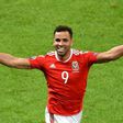 West Bromwich Albion player Robson-Kanu celebrates after scoring a goal during the Euro 2016 quarter-final football match during which he played for Wales July 1, 2016
