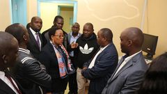 Health CS Sicily Kariuki speaks with Elgeyo Marakwet Governor Alex Tolgos