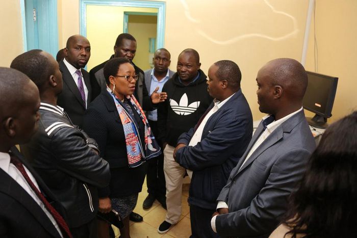 Health CS Sicily Kariuki speaks with Elgeyo Marakwet Governor Alex Tolgos