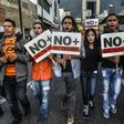 Opposition demonstrators march towards the Organisation of American States (OAS) headquarters in Caracas on June 21, 2017, after the 47th OAS General Assembly taking place in Cancun, Mexico, ruled out issuing a resolution on Venezuela