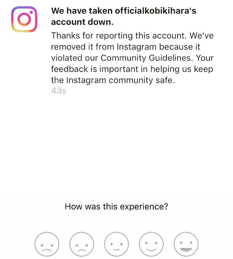 Instagram takes action against Kobi Kihara’s account