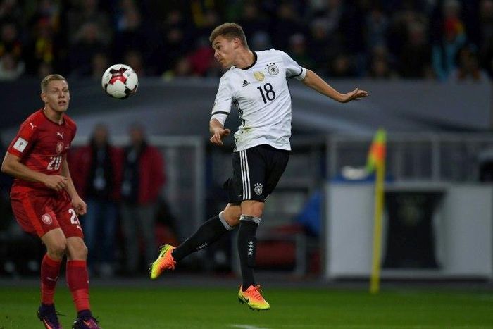 Germany's midfielder Joshua Kimmich (C) pictured on October 8, 2016, earned Germany a come-from-behind 1-1 draw against Denmark in a warm-up for a World Cup qualifier and Confederations Cup campaign