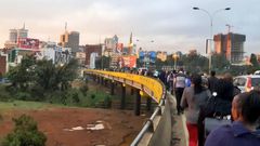Passengers walking to the new stages