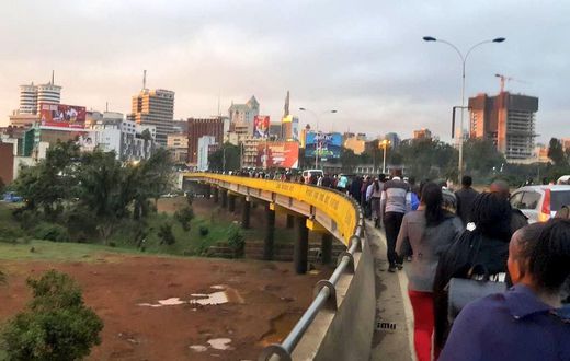 Passengers walking to the new stages