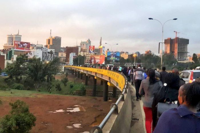 Passengers walking to the new stages