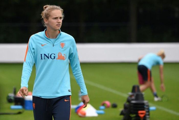 The Netherland's forward Vivianne Miedema attends a training session in Zeist, on July 25, a day after the team won the UEFA Women's Euro 2017 match against Belgium