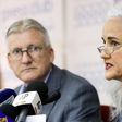 Debra Tice (R), mother of US journalist Austin Tice who was kidnapped in Syria five years prior, speaks during a press conference with her husband Marc in the Lebanese capital Beirut on July 20, 2017