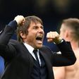 Chelsea's Italian head coach Antonio Conte celebrates victory at the end of the English Premier League football match between Everton and Chelsea on April 30, 2017