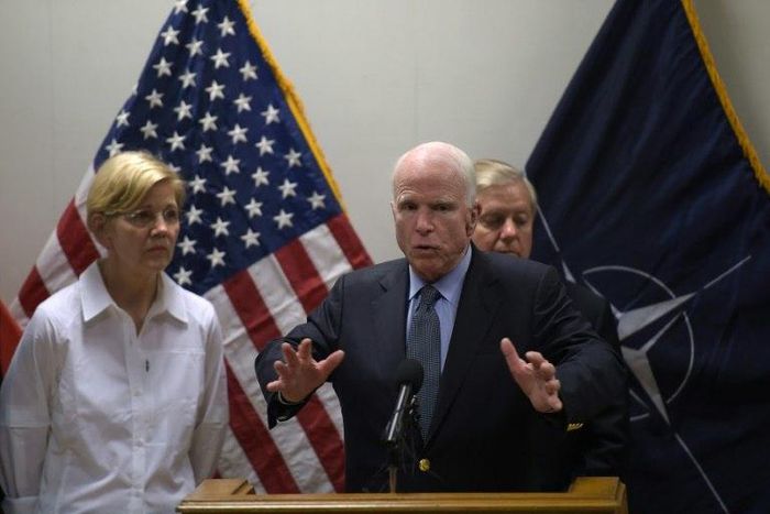 US Senator John McCain is being treated for a blood clot above his eye