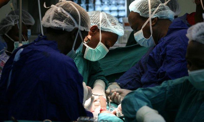 Kenyan surgeons performing a procedure