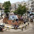 A picture taken in May 2017 shows a general view of a square in the northern Syrian city of Idlib