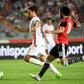 Tunisian forward Youssef Msakni (left) scored the only goal as Tunisia beat Egypt in the African Cup of Nations CAN 2019 preliminary stage qualification match in Rades on June 11, 2017