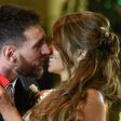 Argentine football star Lionel Messi and bride Antonella Roccuzzo pose for photographers just after their wedding in Rosario, Argentina on June 30, 2017