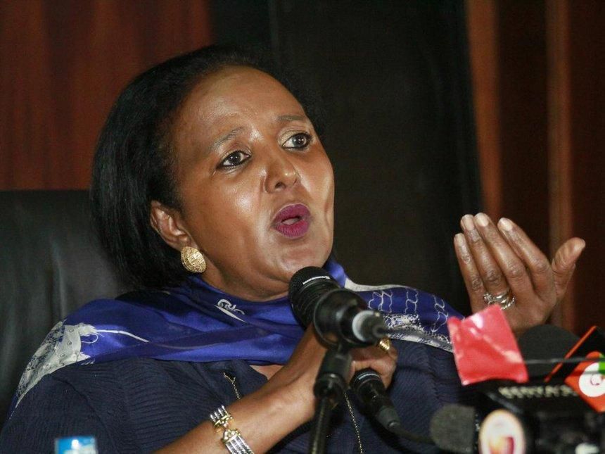 Education CS Amina Mohamed during a past press address (twitter)