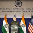 Indian Prime Minister Narendra Modi attends a reception to meet members of the Indian community in the United States, in Washington DC on June 25, 2017