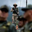 Venezuelan troops are pictured at a press conference given by Defence Minister General Vladimir Padrino Lopez at Fort Tiuna in Caracas on Monday
