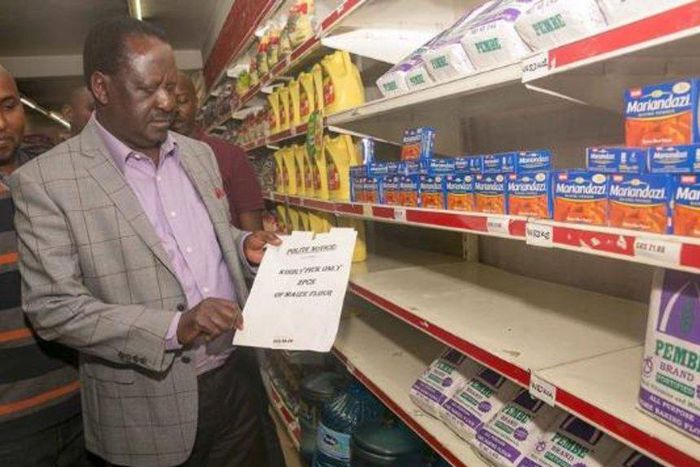NASA presidential candidate Raila Odinga during an impromptu visit to Uchumi supermarket on Sunday, June 18, 2017.