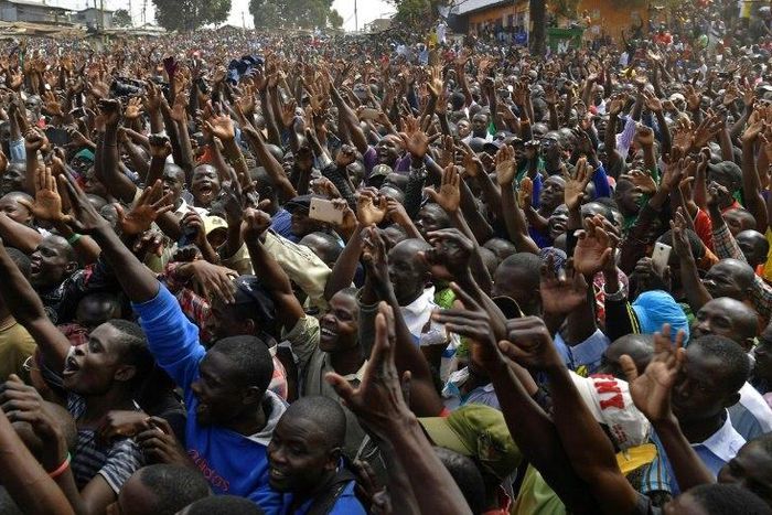 Vast crowds cheer Kenya's opposition leader Raila Odinga as he makes his first public comments since results showed him losing the August 8 presidential election