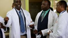 Nakuru assembly Majority Leader Stanley Karanja (L) with Speaker Joel Kairu (C). Karanja has resigned (twitter)